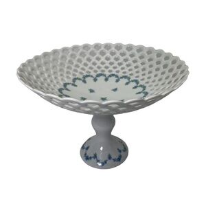 Wallendorf Vintage Porcelain Reticulated Pedestal Dish Compote